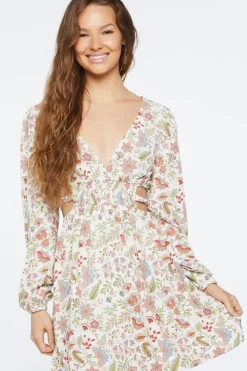 Floral Print Cutout Midi Dress