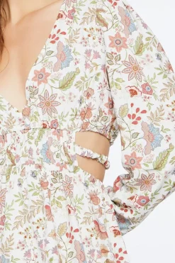 Floral Print Cutout Midi Dress
