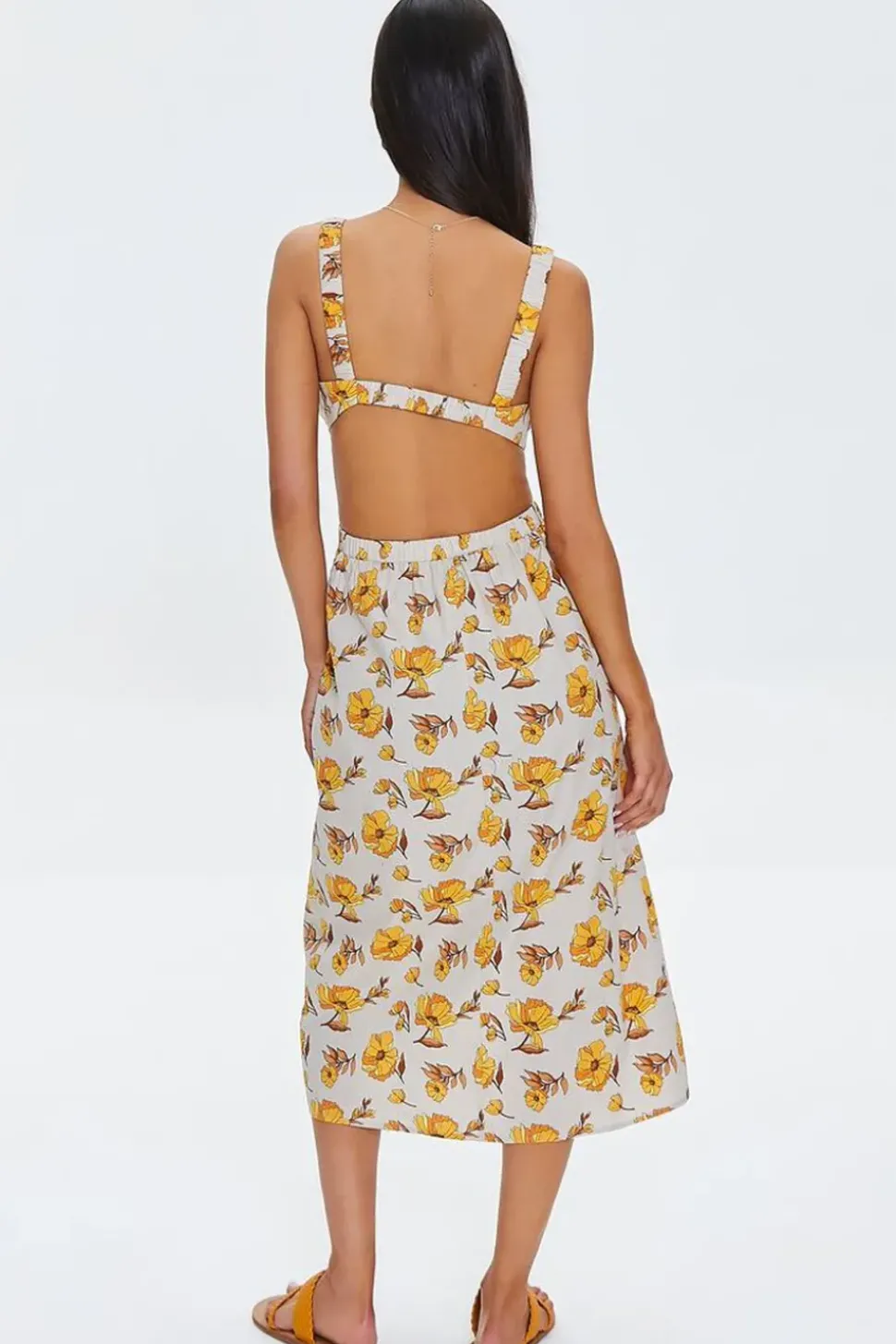 Floral Print Cutout Midi Dress