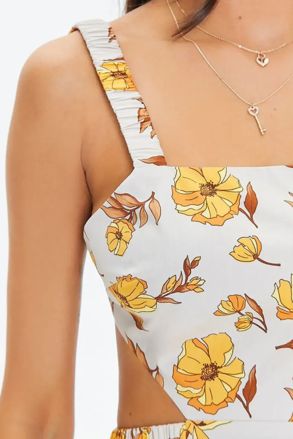 Floral Print Cutout Midi Dress