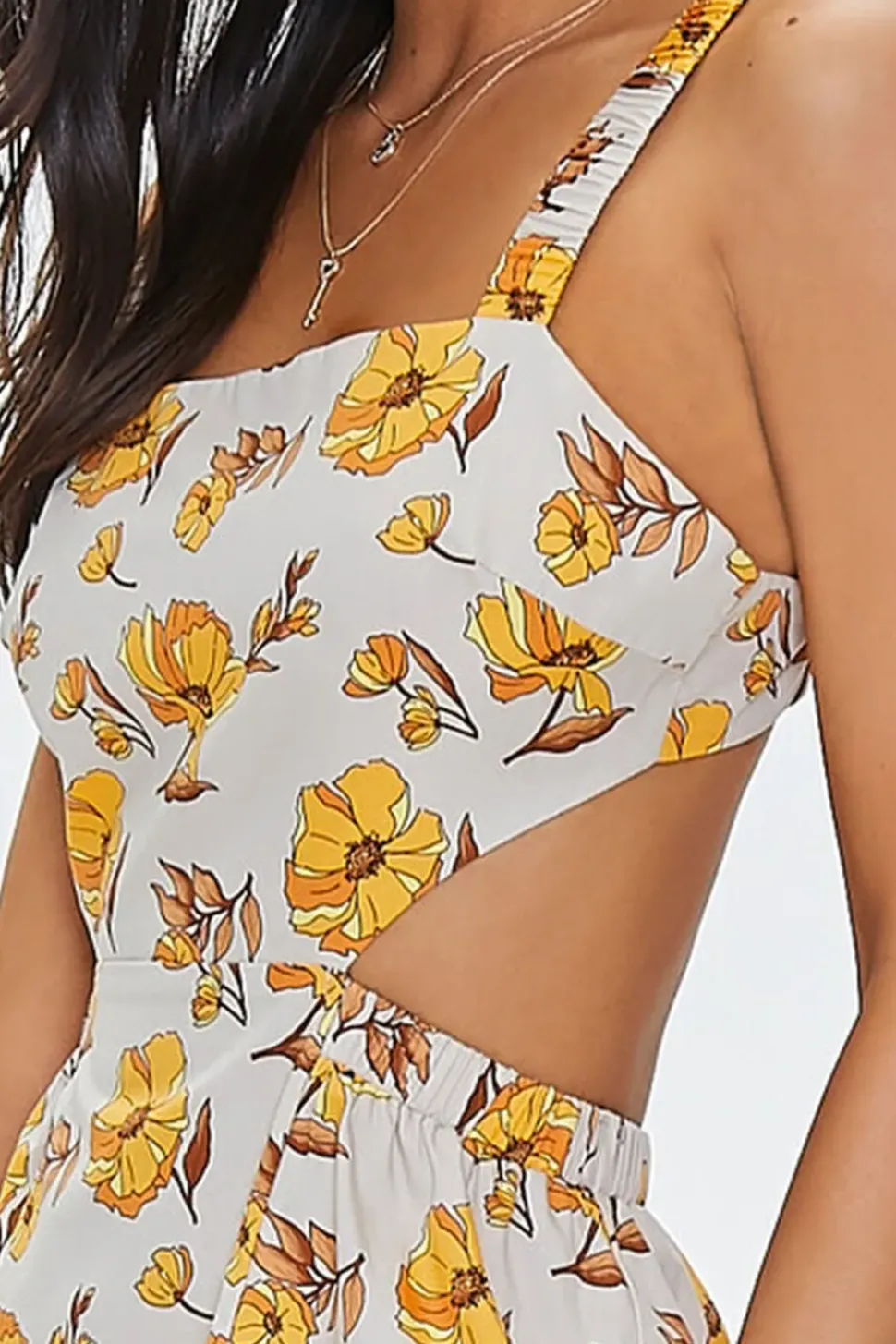 Floral Print Cutout Midi Dress