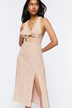Floral Print Cutout Midi Dress