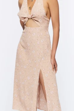 Floral Print Cutout Midi Dress