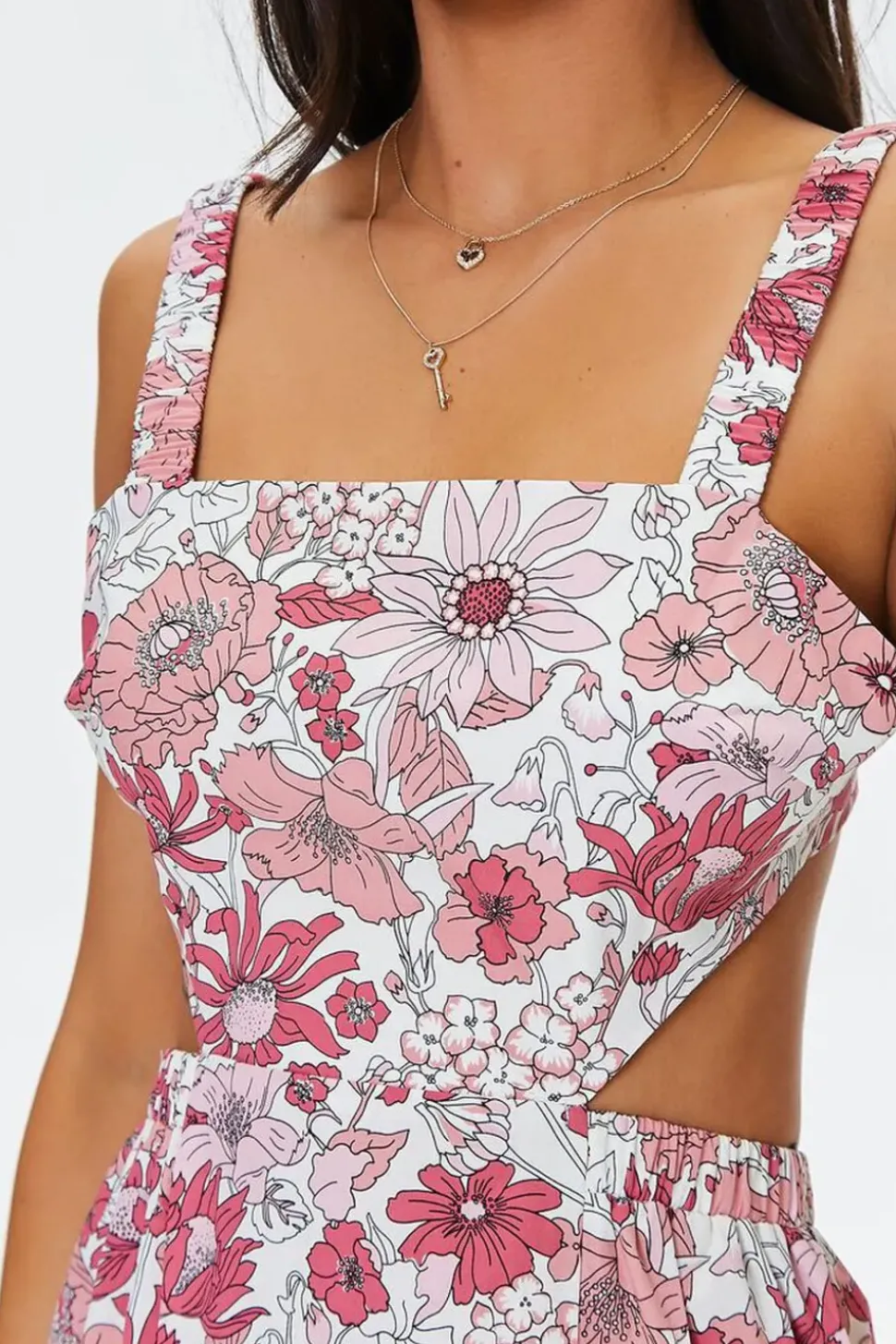 Floral Print Cutout Midi Dress