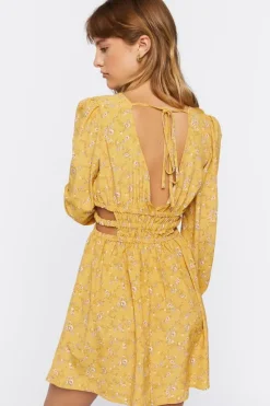 Floral Print Cutout Mini Dress