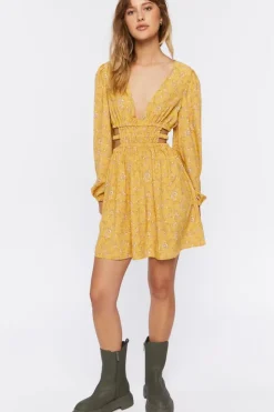Floral Print Cutout Mini Dress