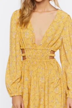 Floral Print Cutout Mini Dress