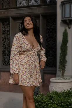 Floral Print Cutout Mini Dress