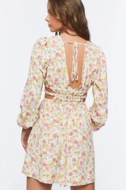 Floral Print Cutout Mini Dress