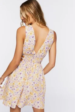 Floral Print Cutout Mini Dress