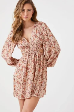 Floral Print Cutout Mini Dress