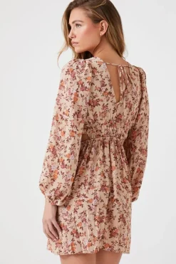 Floral Print Cutout Mini Dress