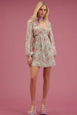 Floral Print Cutout Mini Dress
