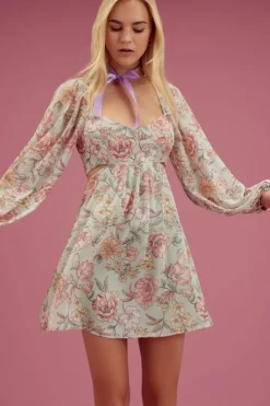 Floral Print Cutout Mini Dress