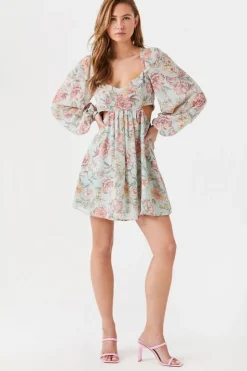 Floral Print Cutout Mini Dress