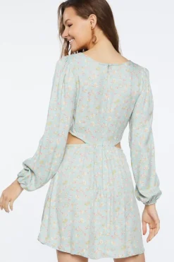 Floral Print Cutout Mini Dress
