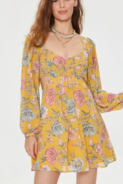 Floral Print Cutout Mini Dress