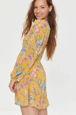 Floral Print Cutout Mini Dress