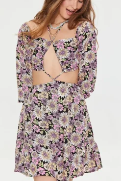 Floral Print Cutout Mini Dress