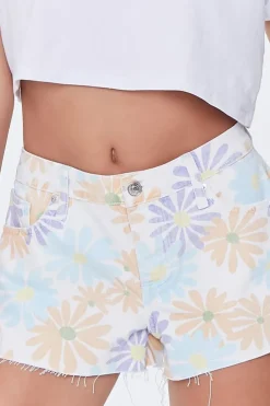 Floral Print Denim Shorts