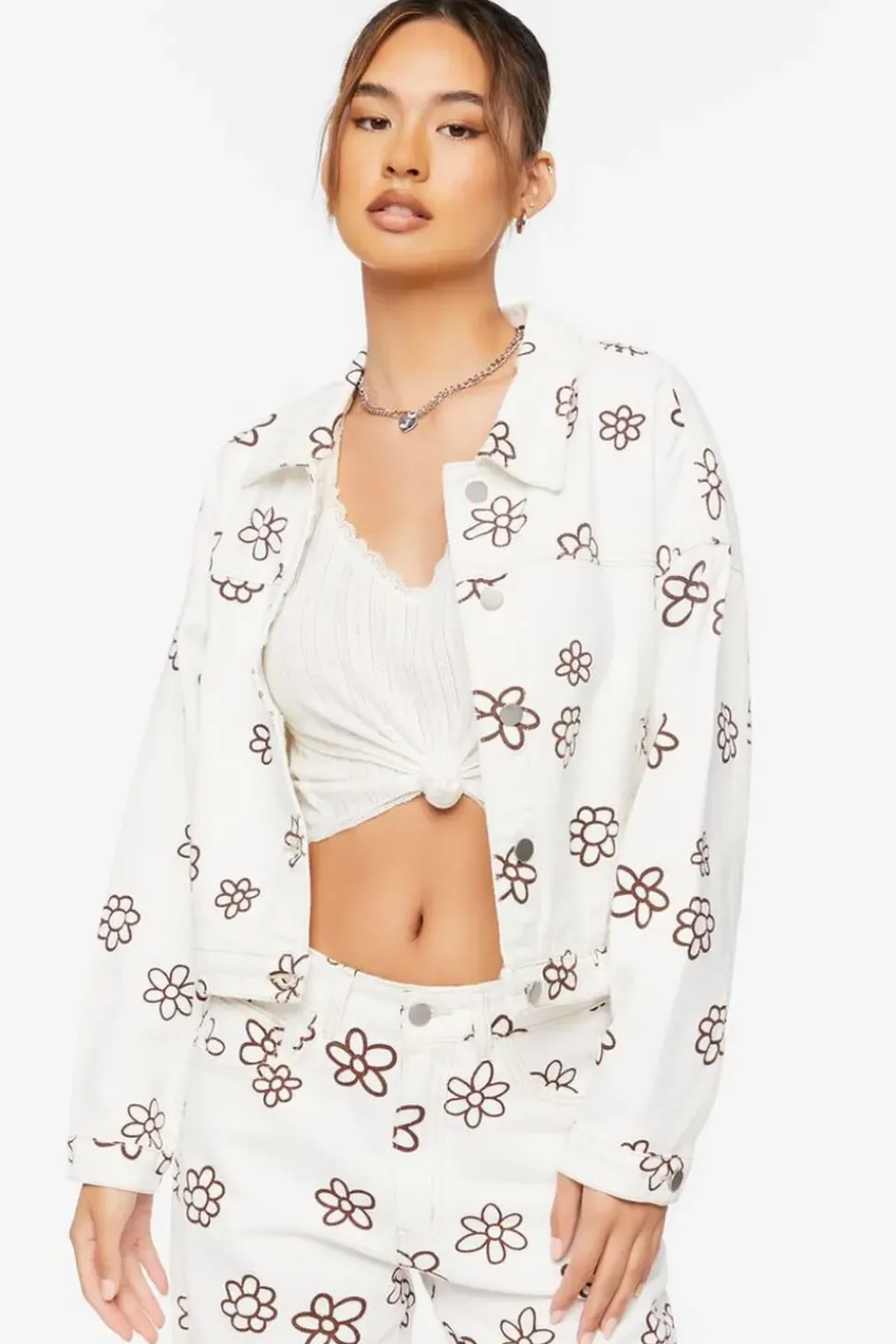 Floral Print Denim Trucker Jacket