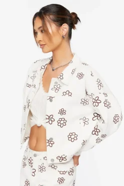 Floral Print Denim Trucker Jacket