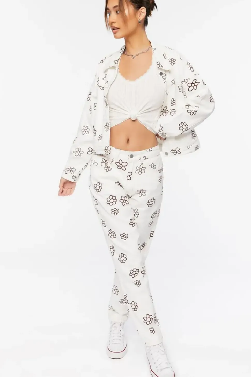 Floral Print Denim Trucker Jacket