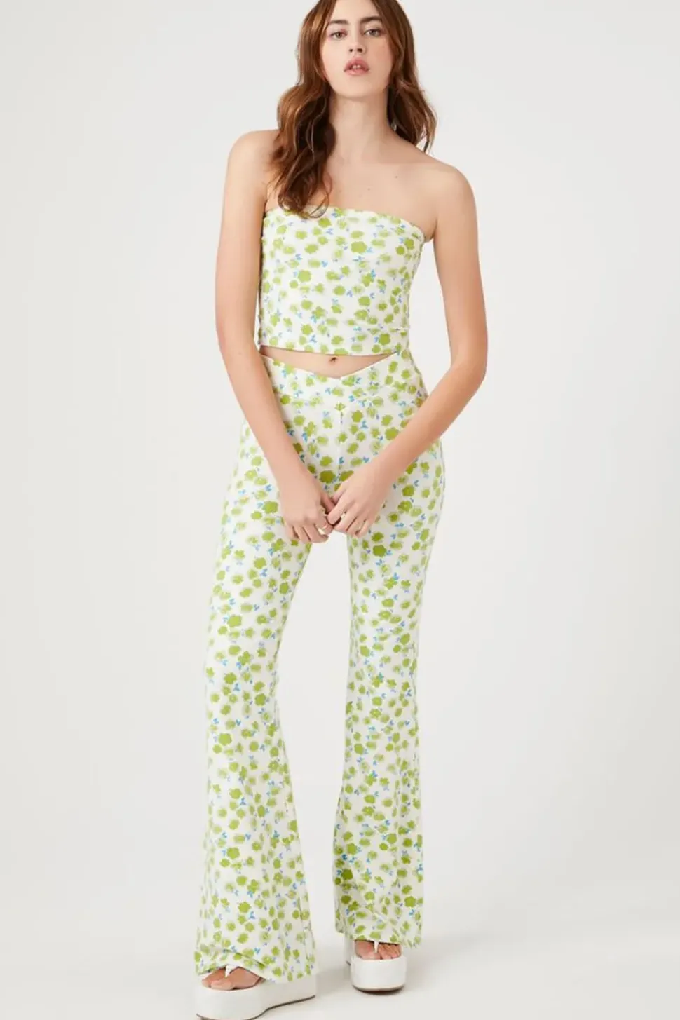Floral Print Flare Pants