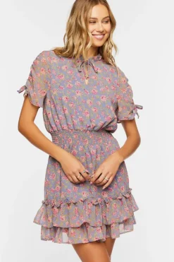 Floral Print Flounce Mini Dress
