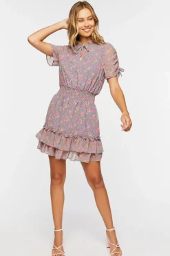 Floral Print Flounce Mini Dress