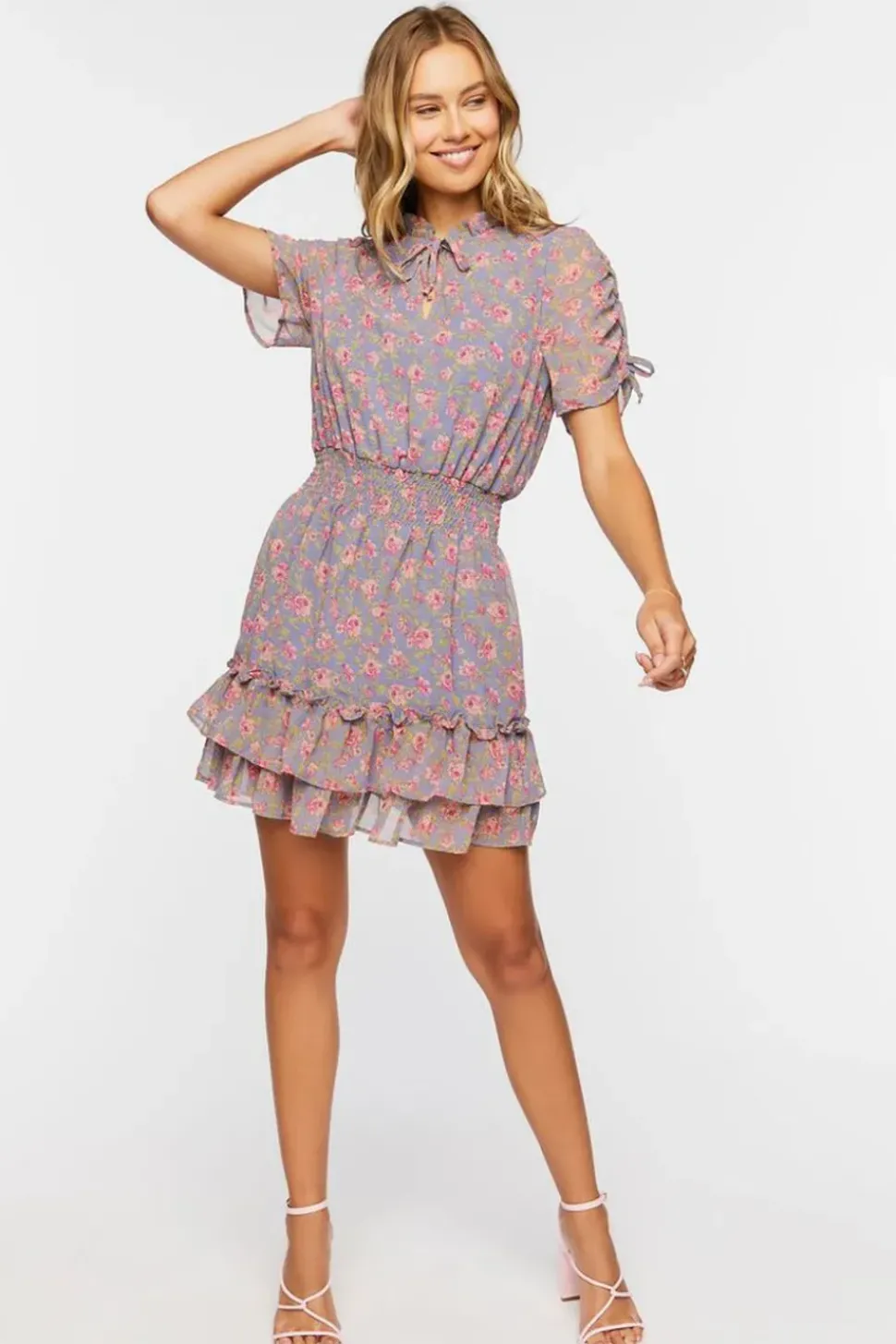 Floral Print Flounce Mini Dress