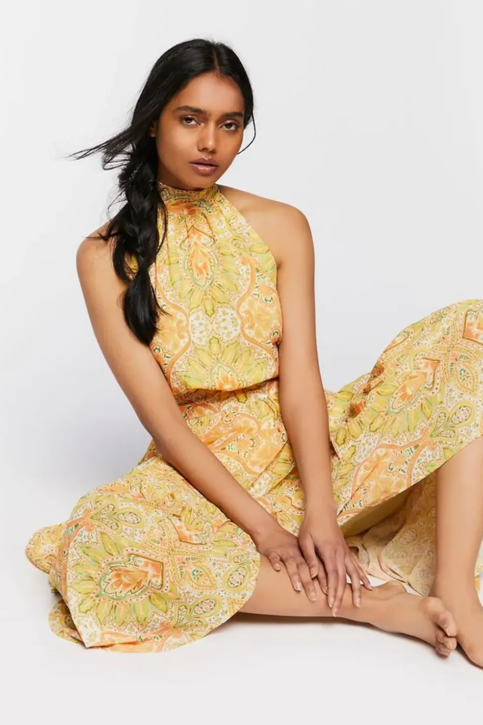 Floral Print Halter Maxi Dress