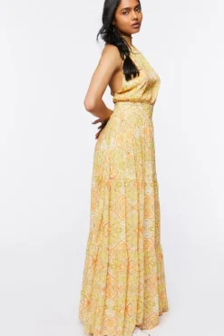 Floral Print Halter Maxi Dress