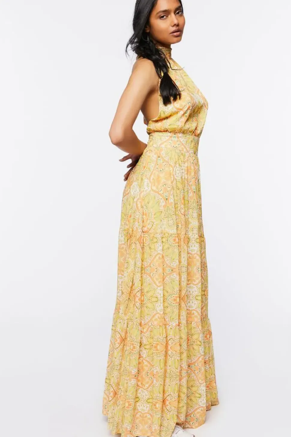Floral Print Halter Maxi Dress
