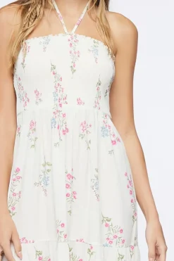 Floral Print Halter Midi Dress