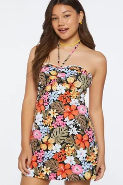 Floral Print Halter Mini Dress
