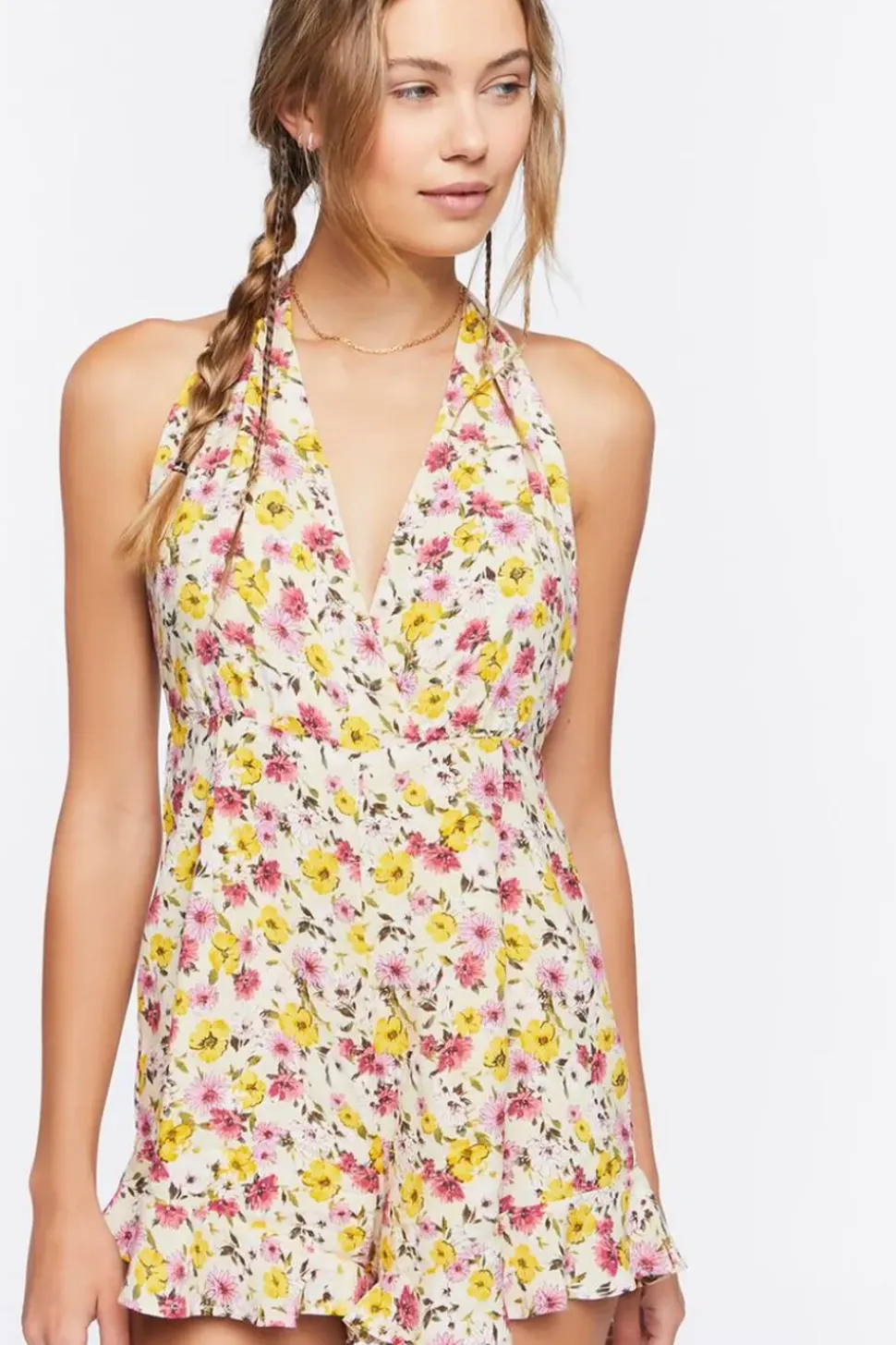 Floral Print Halter Romper