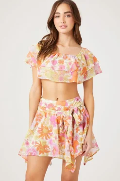 Floral Print Handkerchief Skirt