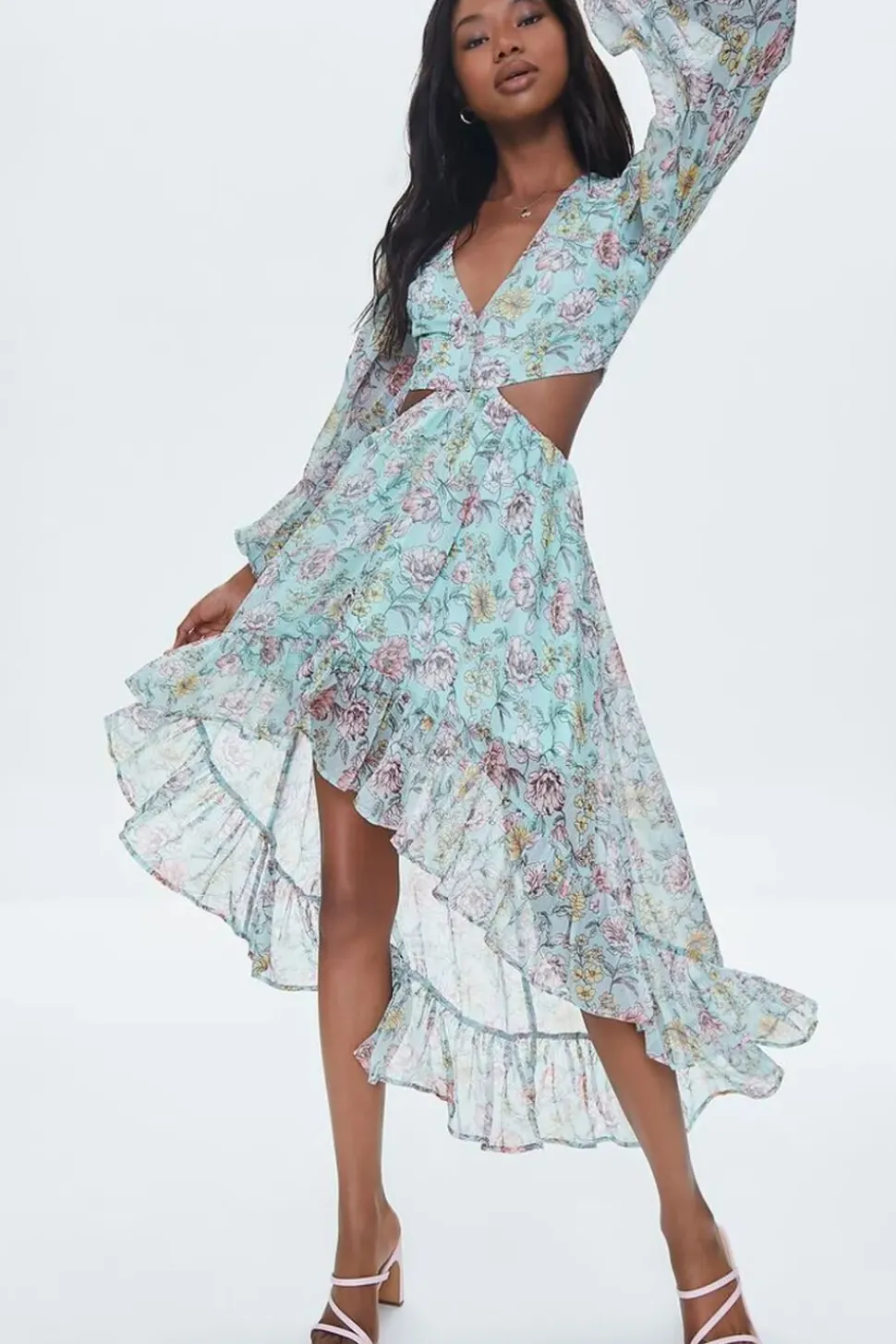 Floral Print High-Low Dress