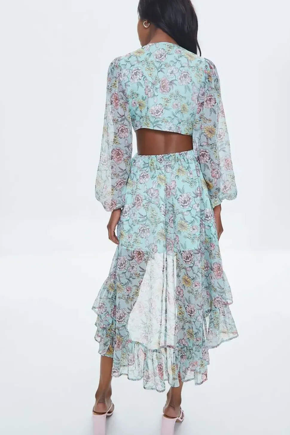 Floral Print High-Low Dress