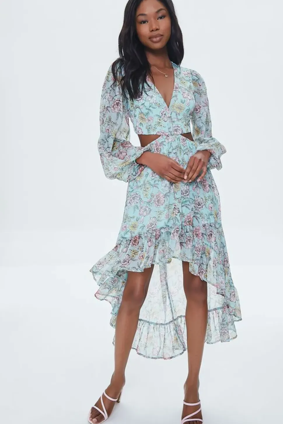 Floral Print High-Low Dress