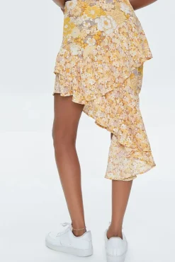 Floral Print High-Low Skirt
