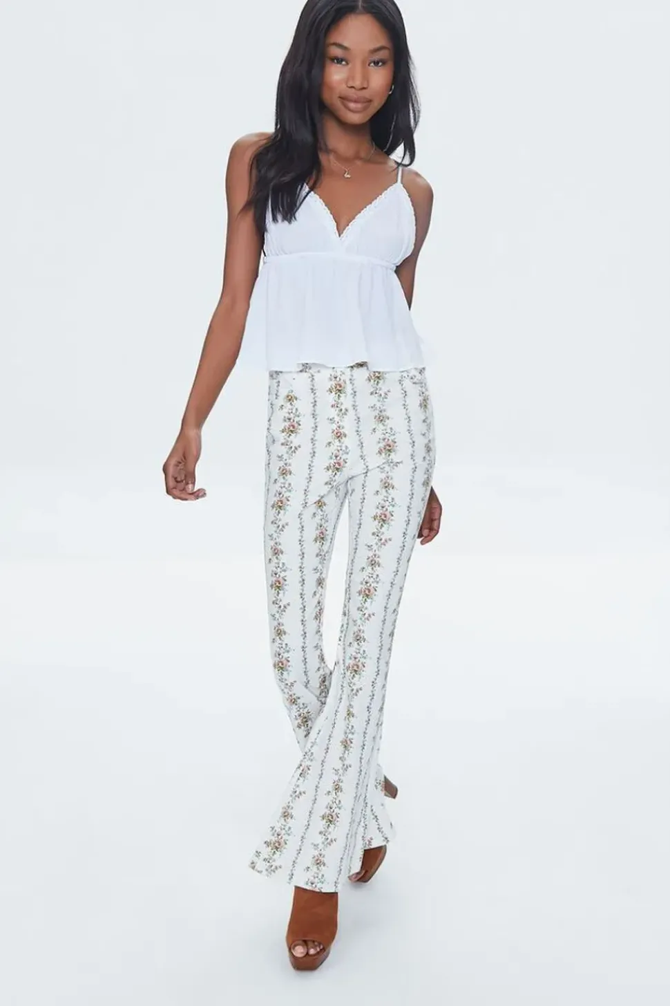 Floral Print High-Rise Flare Pants