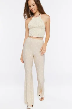 Floral Print High-Rise Flare Pants