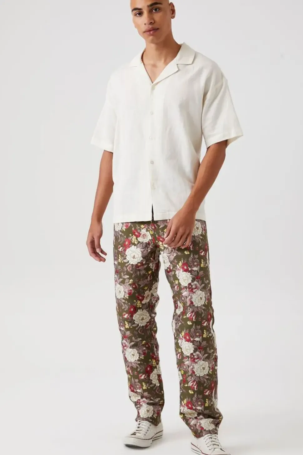 Floral Print Jacquard Pants