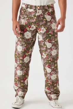 Floral Print Jacquard Pants