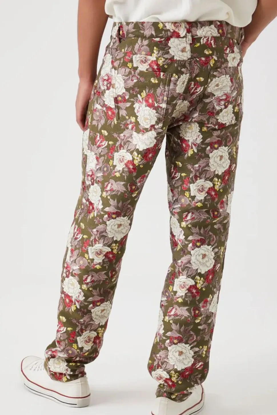 Floral Print Jacquard Pants