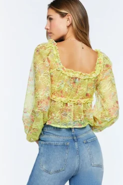 Floral Print Lace Crop Top