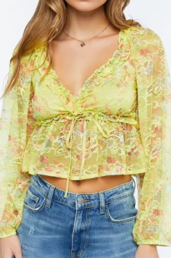 Floral Print Lace Crop Top