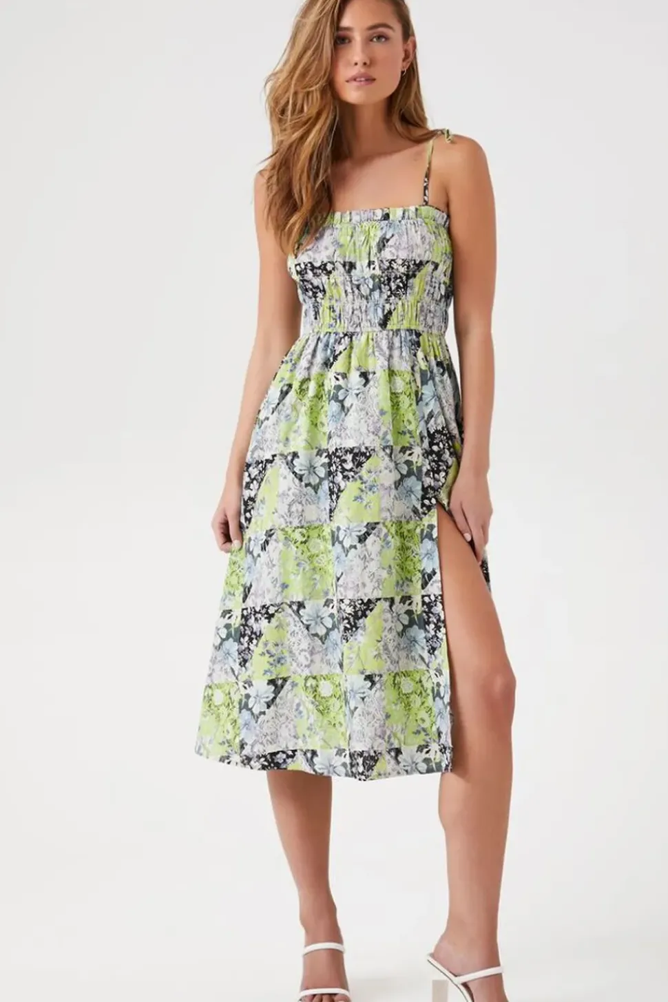 Floral Print Linen-Blend Midi Dress